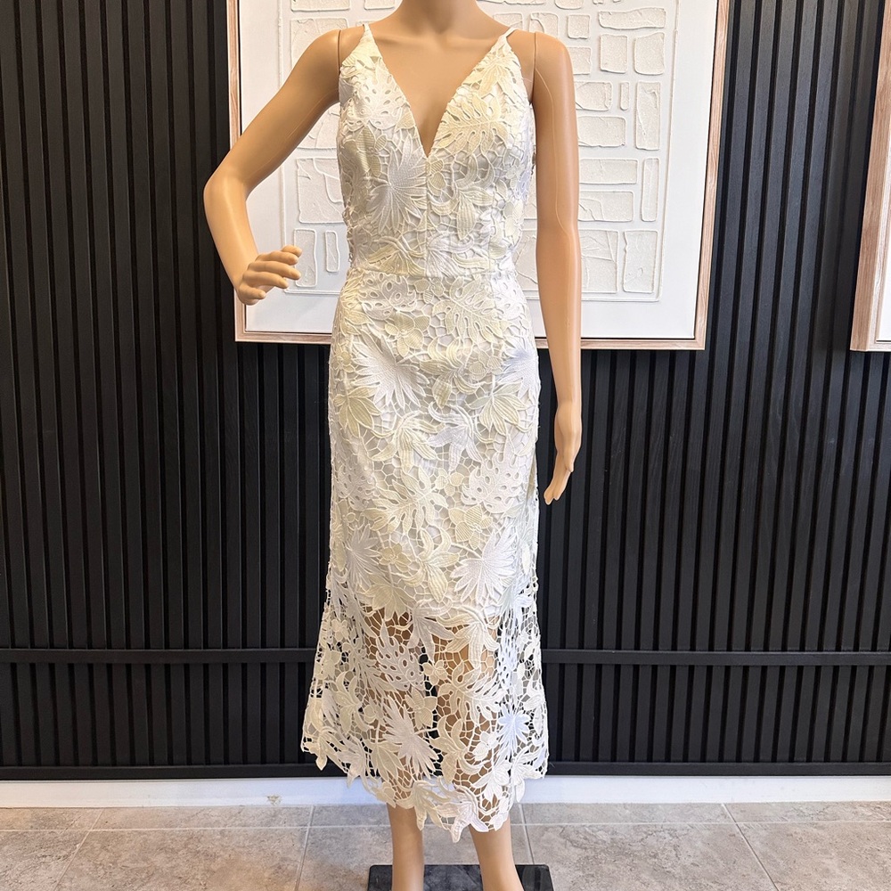 Dress the Population Ivory Lace Midi Dress